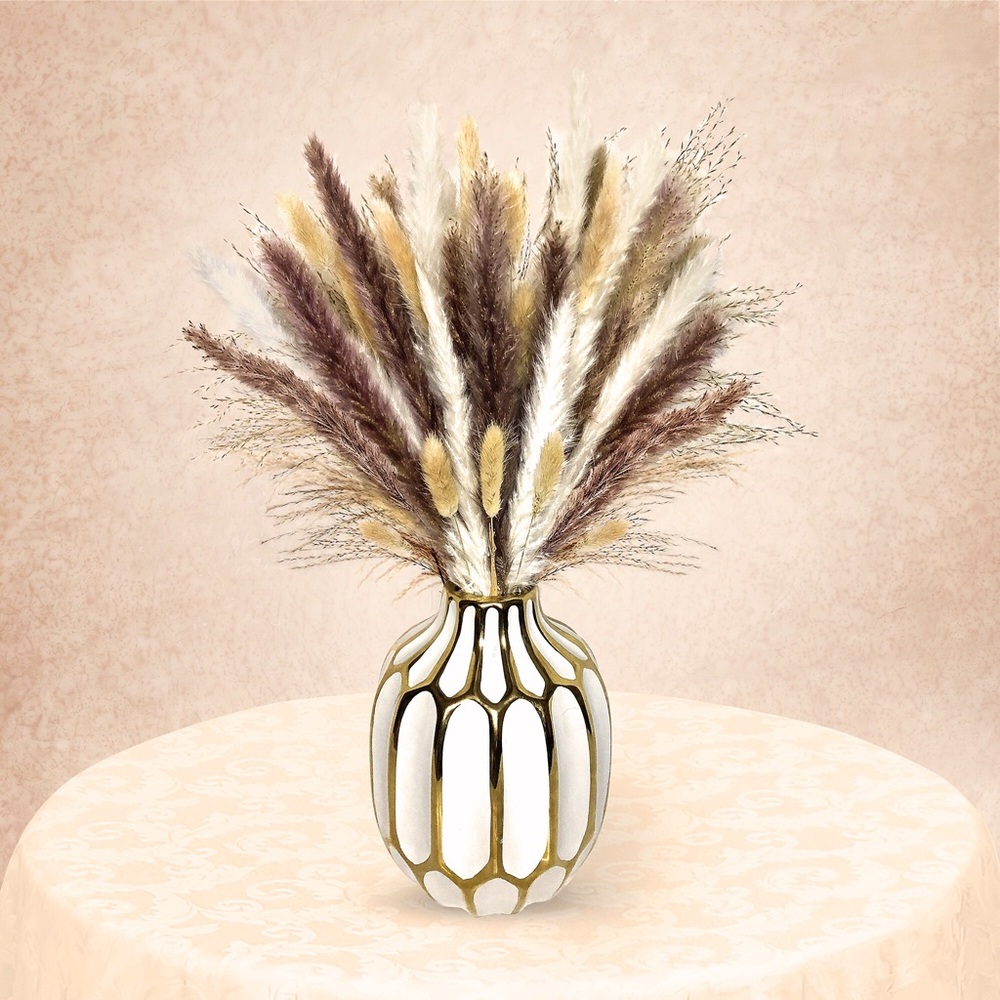 Pampas Grass bouquet, 85 pcs.15 White, 15, Brown,  30 Reed grass 25 bunn…